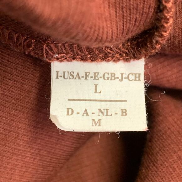 BRUNELLO CUCINELLI Size L Red Burgundy Cotton Blend Ribbed Cowl Neck Pullover - Picture 5 of 5